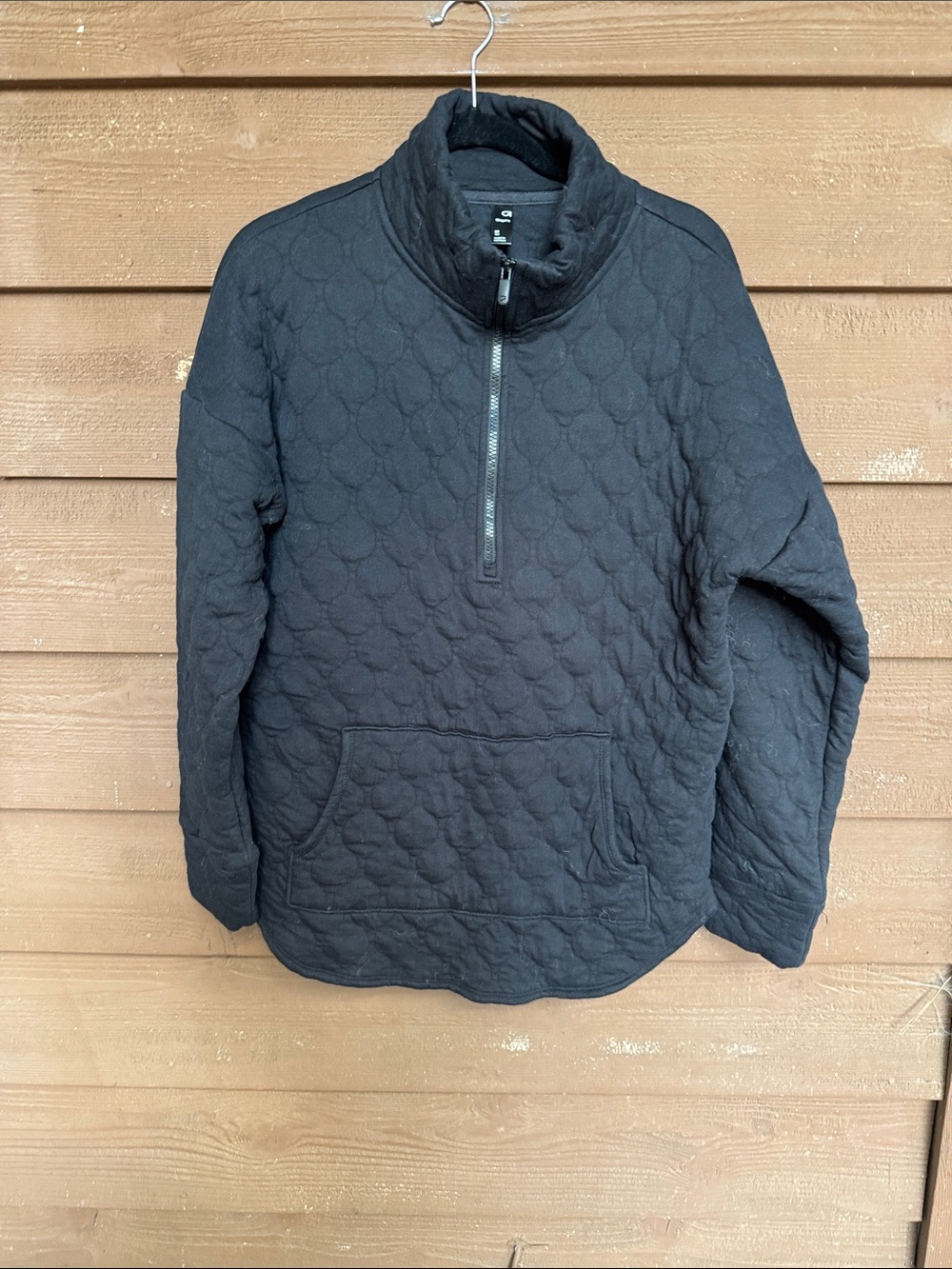 GAP Black Quilted Lightweight Half-Zip Shirt Jacket size Medium Tall